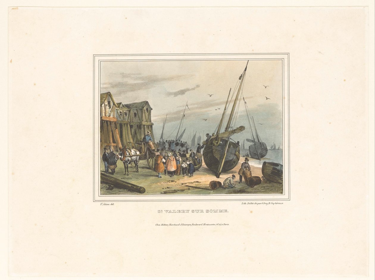 Het strand van Saint-Valery-sur-Somme door Victor Adam