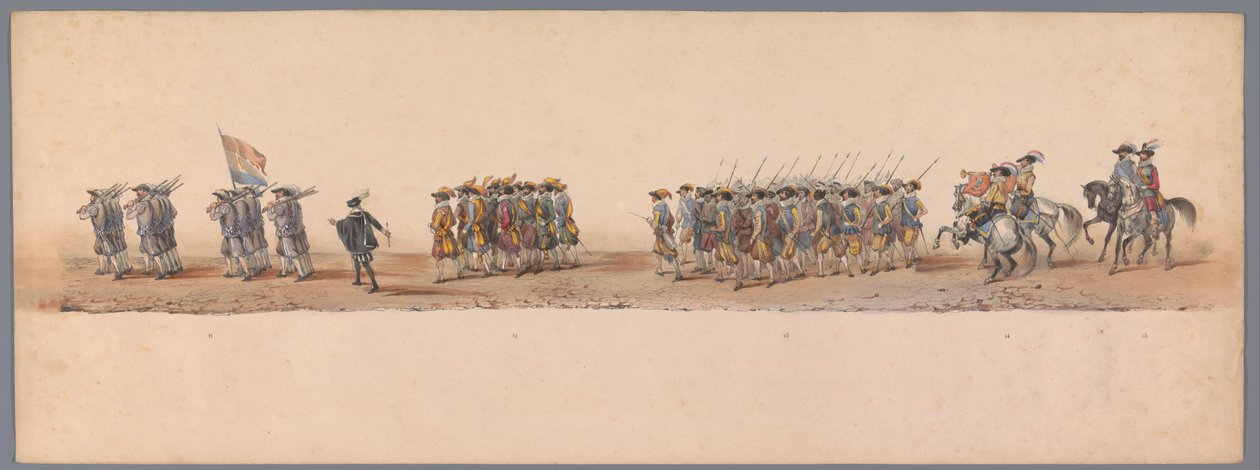 Historische optocht bij het tweede eeuwfeest van de Utrechtse Hogeschool, 1836 (plaat 4) door Victor Adam