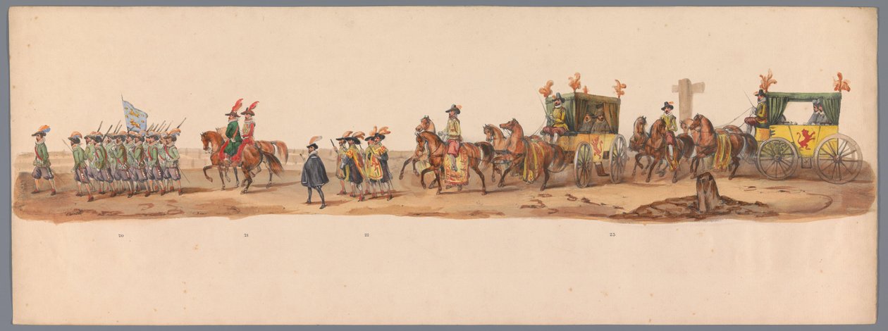 Historische optocht bij het tweede eeuwfeest van de Utrechtse Hogeschool, 1836 (plaat 6) door Victor Adam