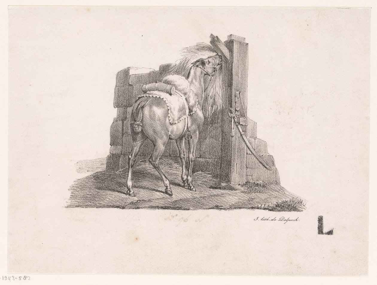 Studie van een paard in een stal door Victor Adam