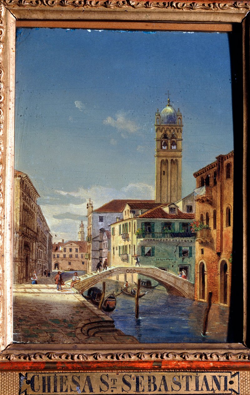 De kerk van San Sebastiano, 19e eeuw door Victor Adam