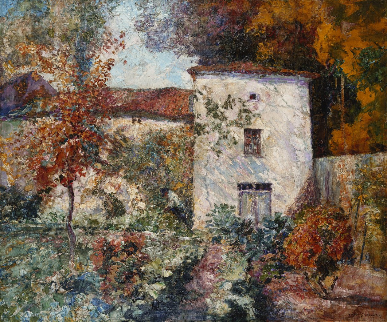 Huis en Boomgaard in de Herfst door Victor Charreton