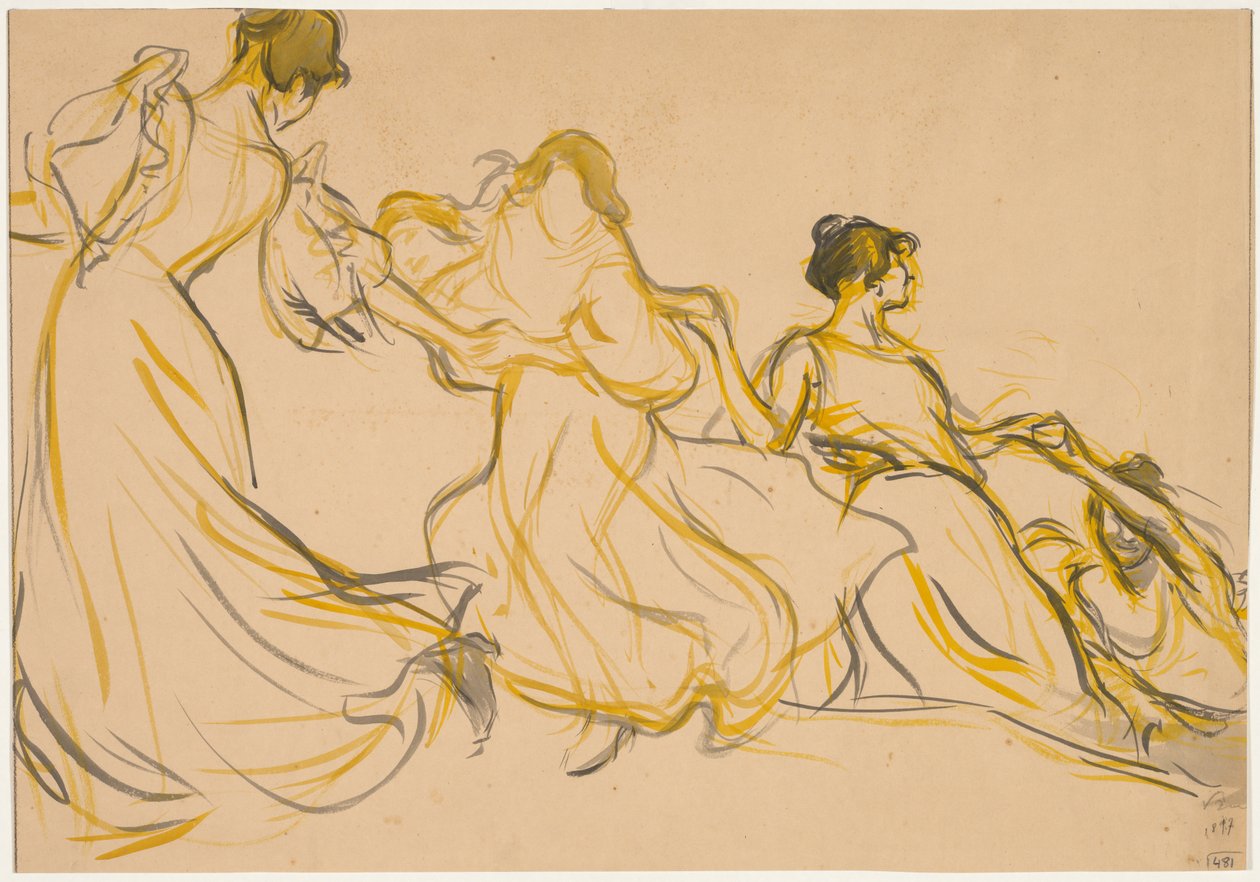 Studie voor de decoratie voor de Salle des Fêtes voor La Mairie du 11e arrondissement de Paris, 1897 door Victor Emile Prouve