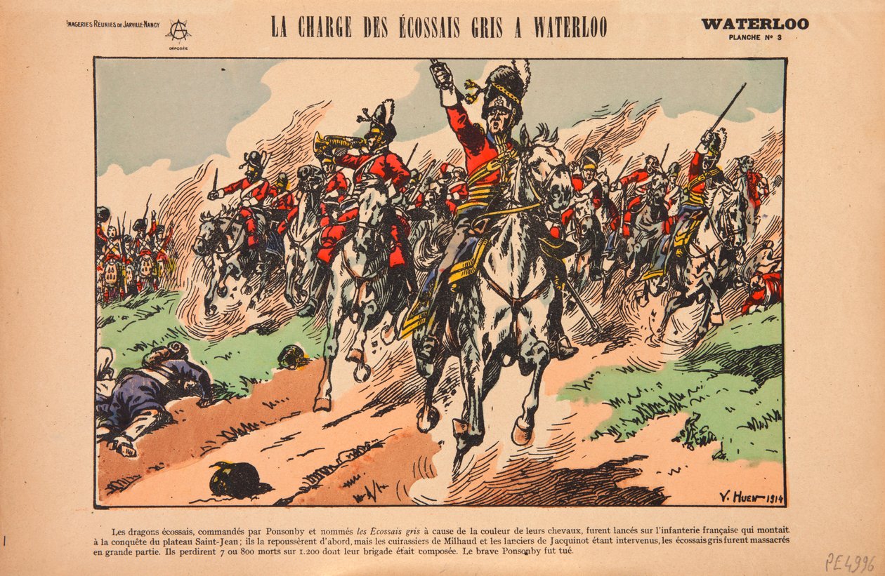 De Aanval van de Royal Scots Greys bij de Slag van Waterloo, ca. 1920 door Victor Huen