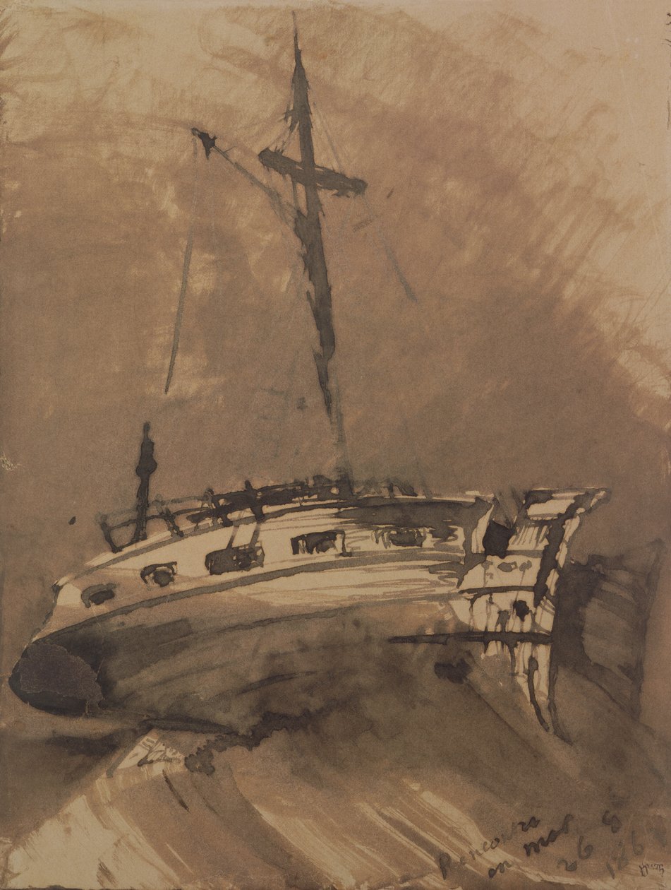 Een Schip in Woelige Zee, 1864 door Victor Hugo
