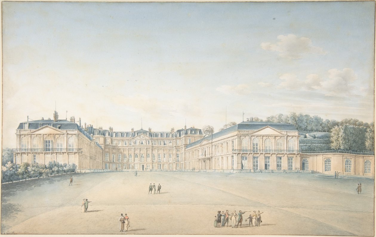 Binnenplaats van het kasteel van Saint-Cloud door Victor Jean Nicolle