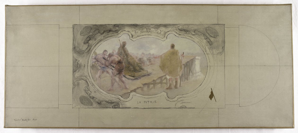 Schets voor de Lobau Gallery in het stadhuis van Parijs: Het vaderland door Victor Jean Pierre Maziès