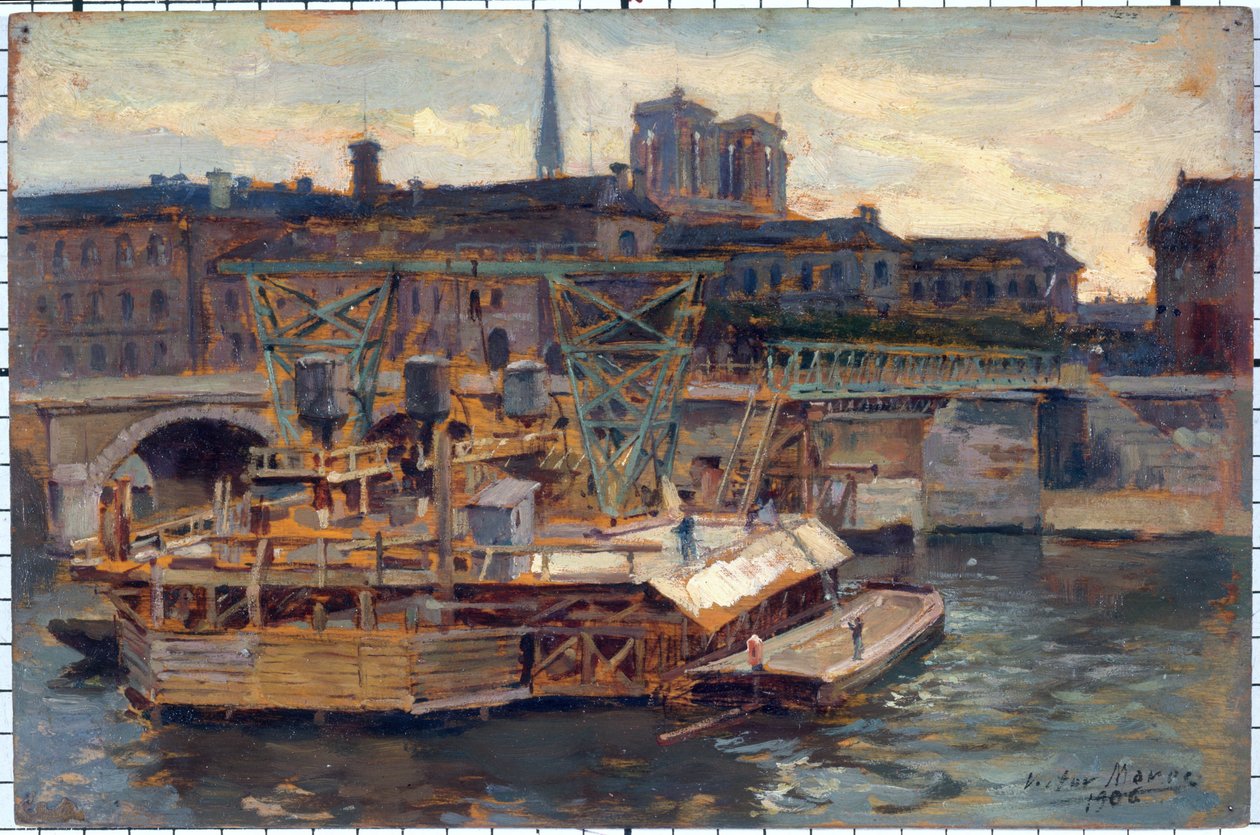 De werkzaamheden aan de metro bij de Pont Notre-Dame door Victor Marec