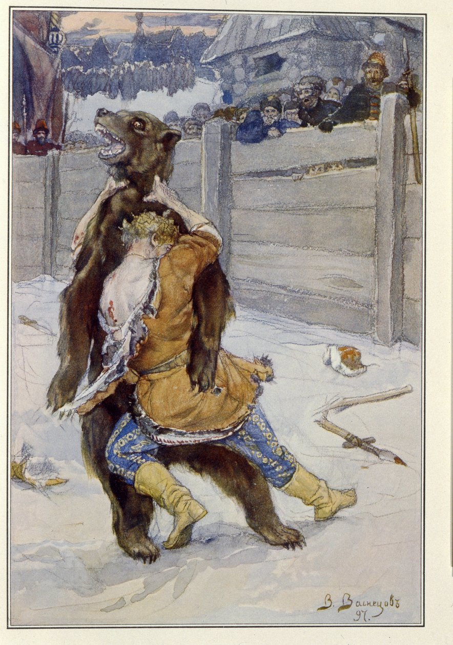 Berengevecht in de tijd van tsaar Feodor I Ivanovich van Rusland door Victor Mikhailovich Vasnetsov