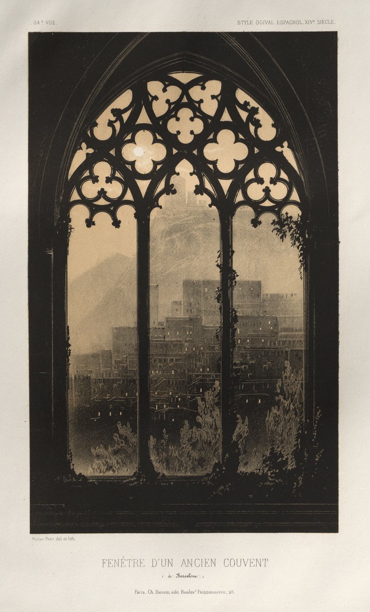 Raam van een oud klooster (in Barcelona) door Victor Petit