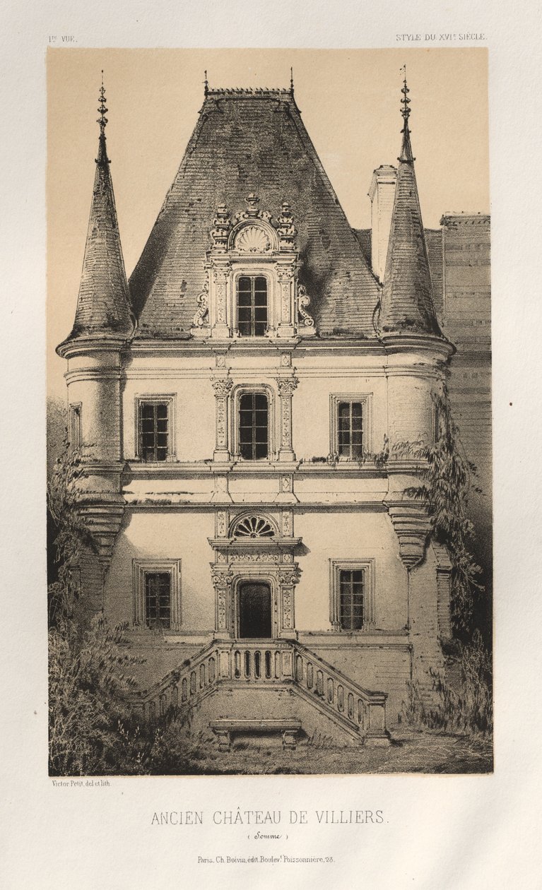 Oud kasteel van Villiers (Somme) door Victor Petit