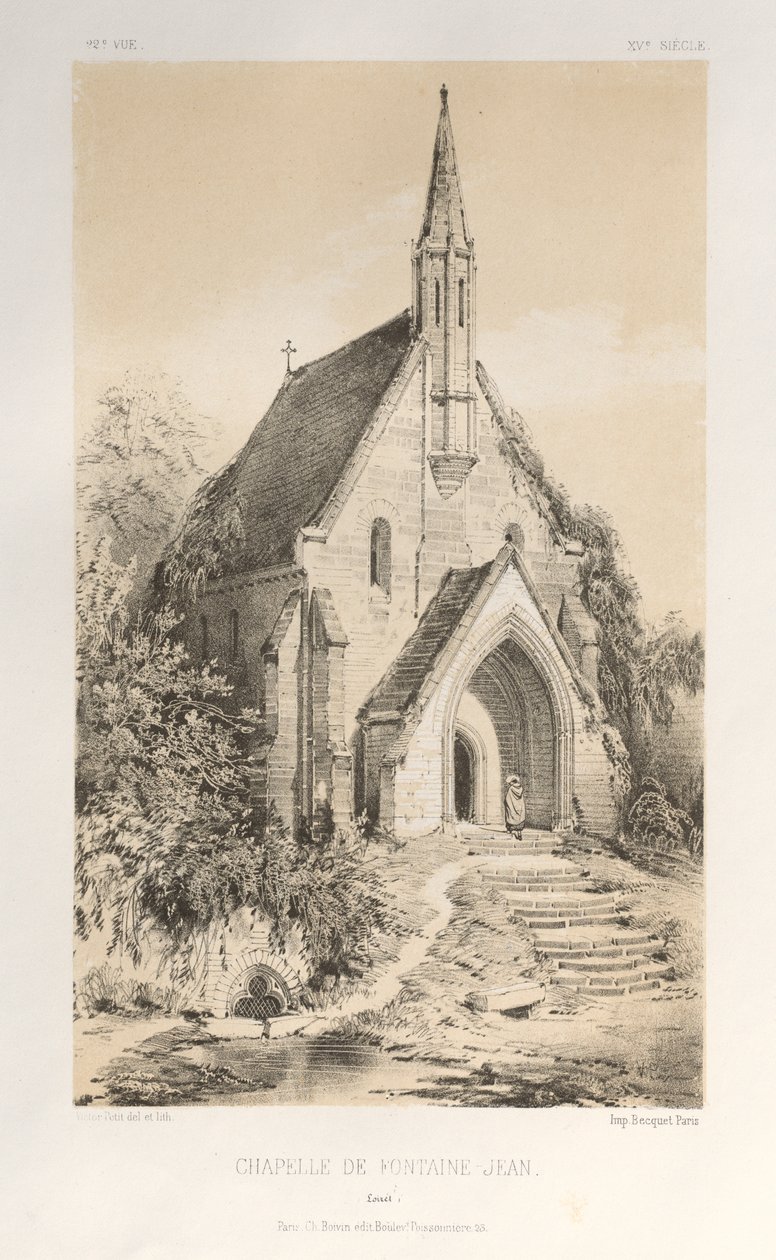 ...Pl.22, Kapel van Fontaine-Jean Loiret, gepubliceerd 1860 door Victor Petit