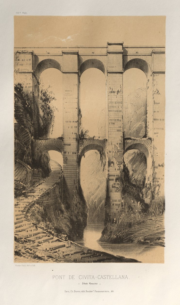 Pont De Civita-Castellana, 1860 door Victor Petit