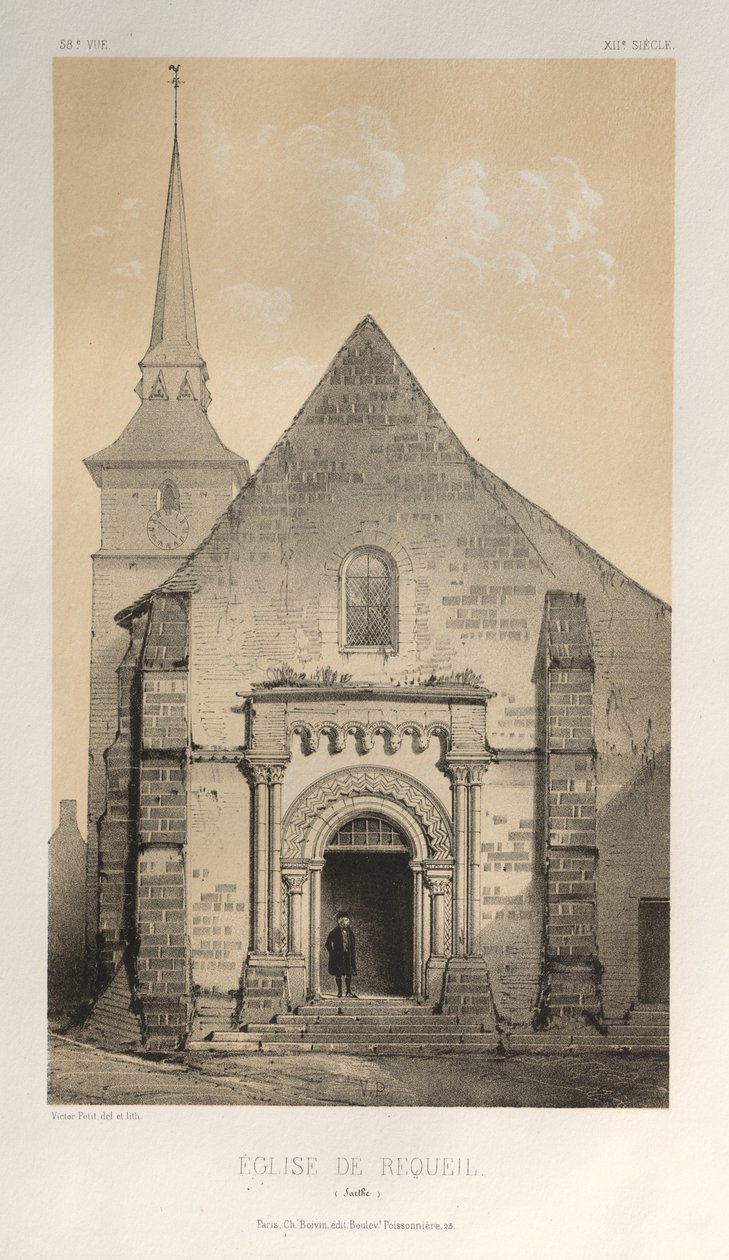 ...Pl. 58, Église De Requeil Sarthe, 1860 door Victor Petit