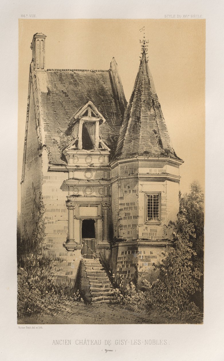 ...Pl. 86, Oud Kasteel van Gisy-Les-Nobles Yonne, 1860 door Victor Petit
