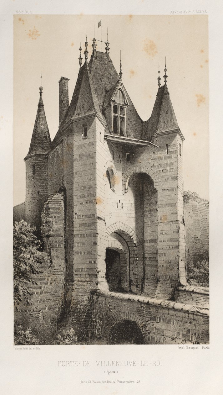 Pl. 95, Porte de Villeneuve-Le-Roi Yonne, 1860 door Victor Petit