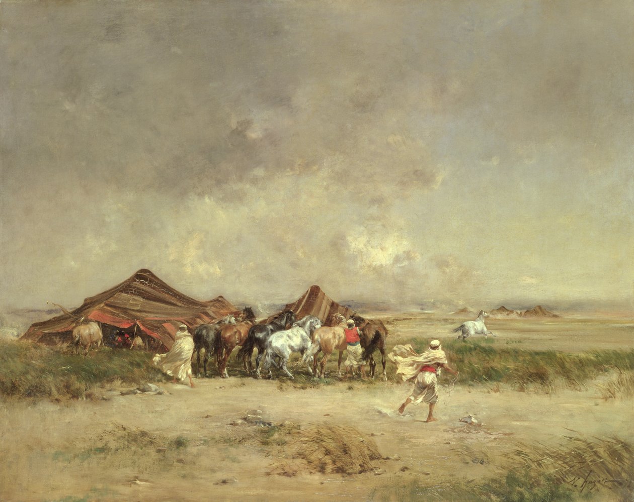 Arabisch kampement, 1872 door Victor Pierre Huguet