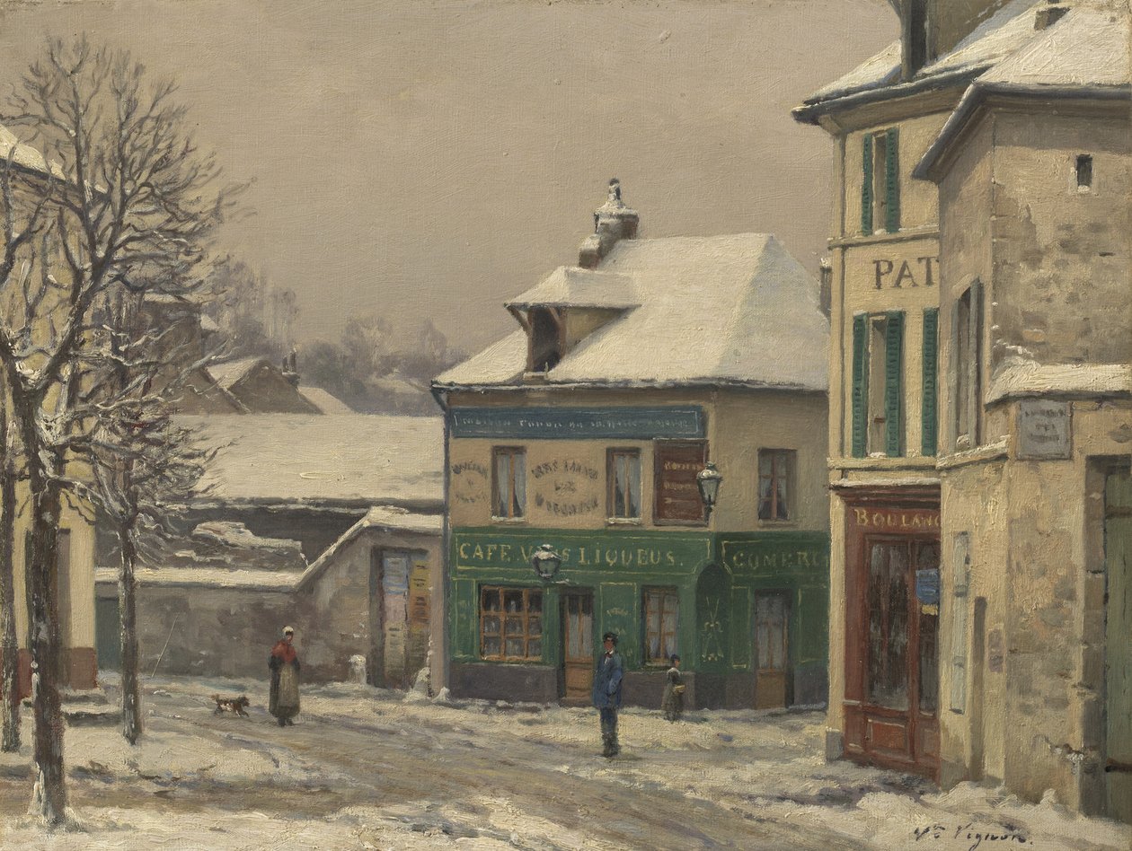 Sneeuweffect in de buitenwijken, c.1875-85 door Victor Vignon