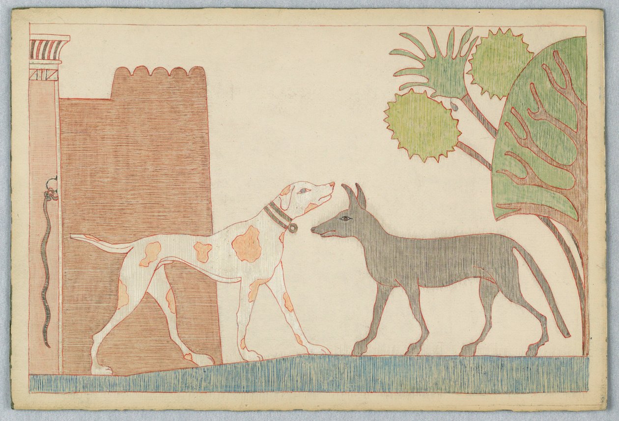 De Hond en de Wolf, Illustratie voor Aesopus