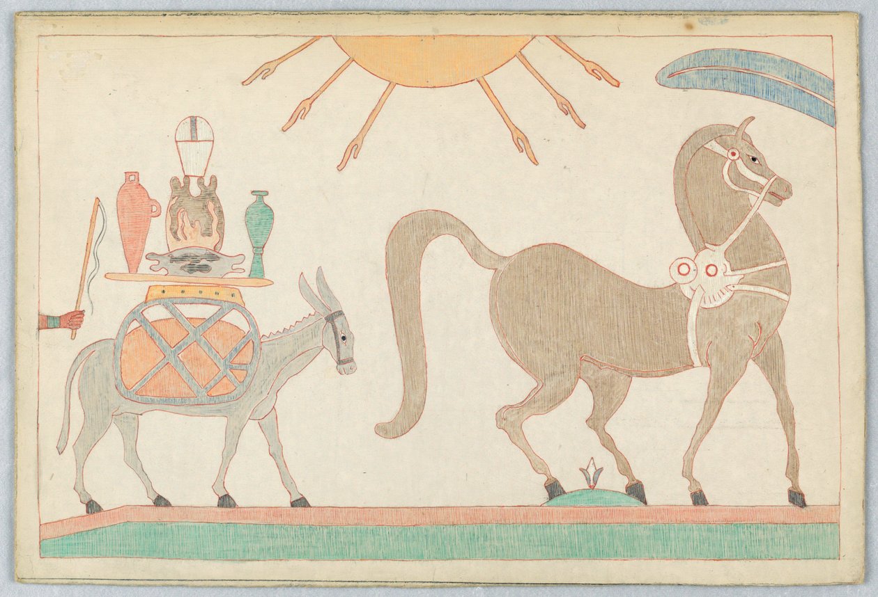 Het paard en de ezel, illustratie voor Aesopus