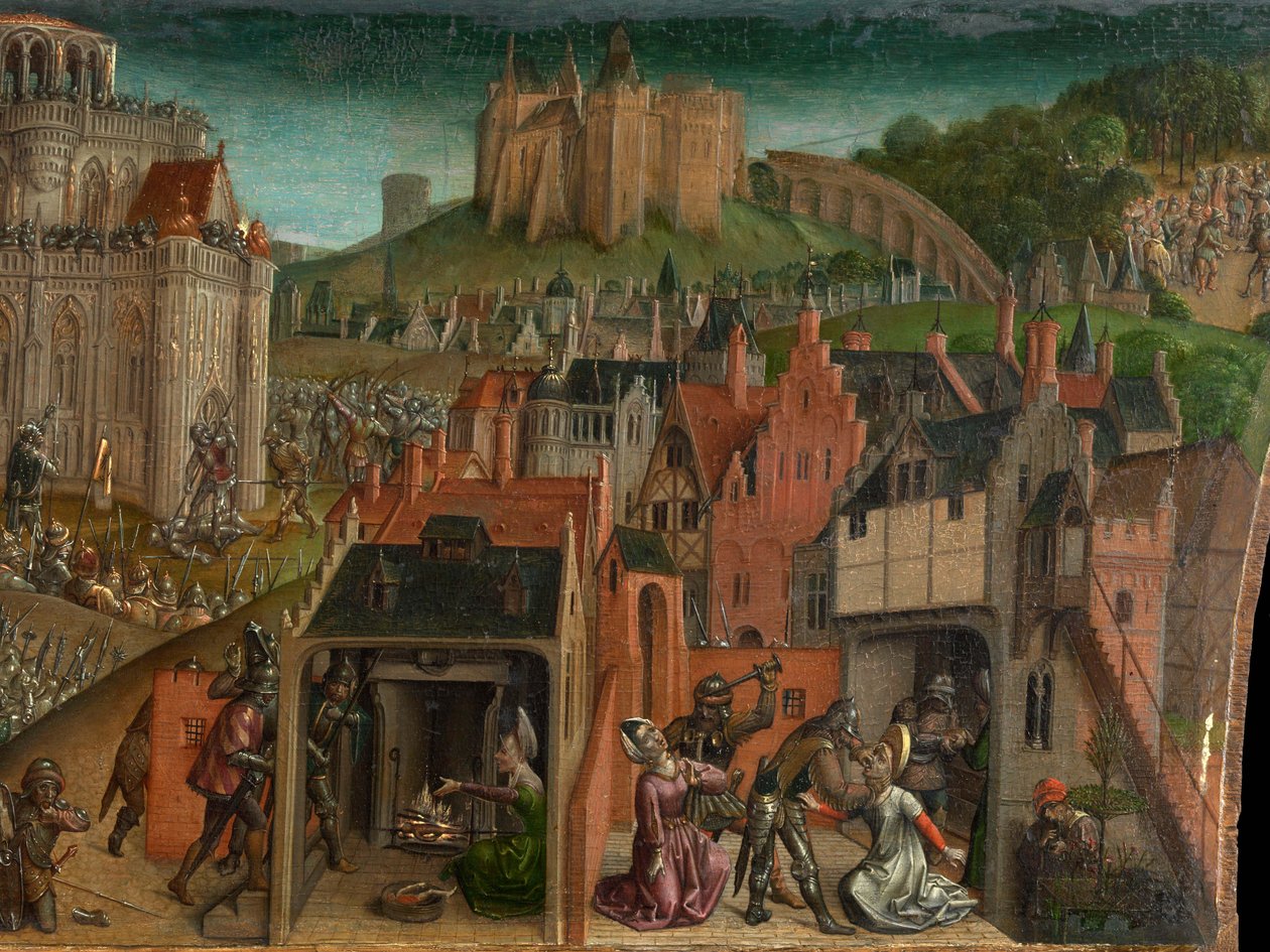 Verovering van Jeruzalem door Titus (predella) door Vienna Master of Mary of Burgundy