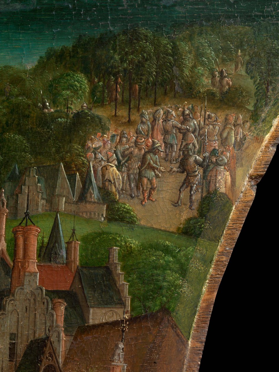 Verovering van Jeruzalem door Titus (predella) door Vienna Master of Mary of Burgundy