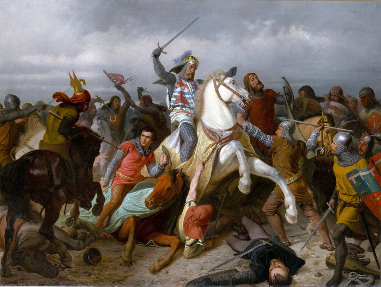 Slag bij Crécy op 26 augustus 1346 - Jan I van Luxemburg, de Blinde, koning van Bohemen door Viktor Barvitius