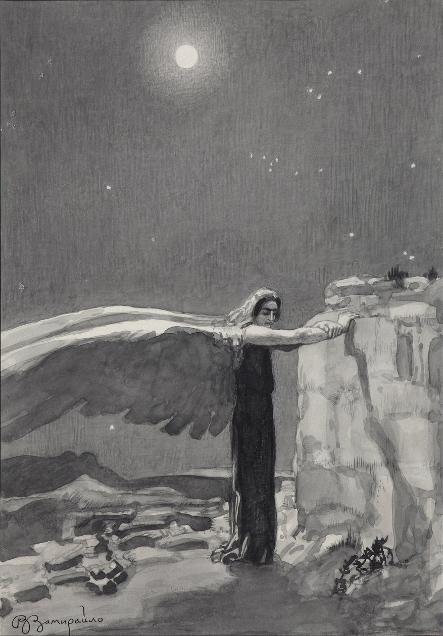 Illustratie bij het gedicht De Demon van Mikhail Lermontov, 1913-1914 door Viktor Dmitrievich Zamiraylo