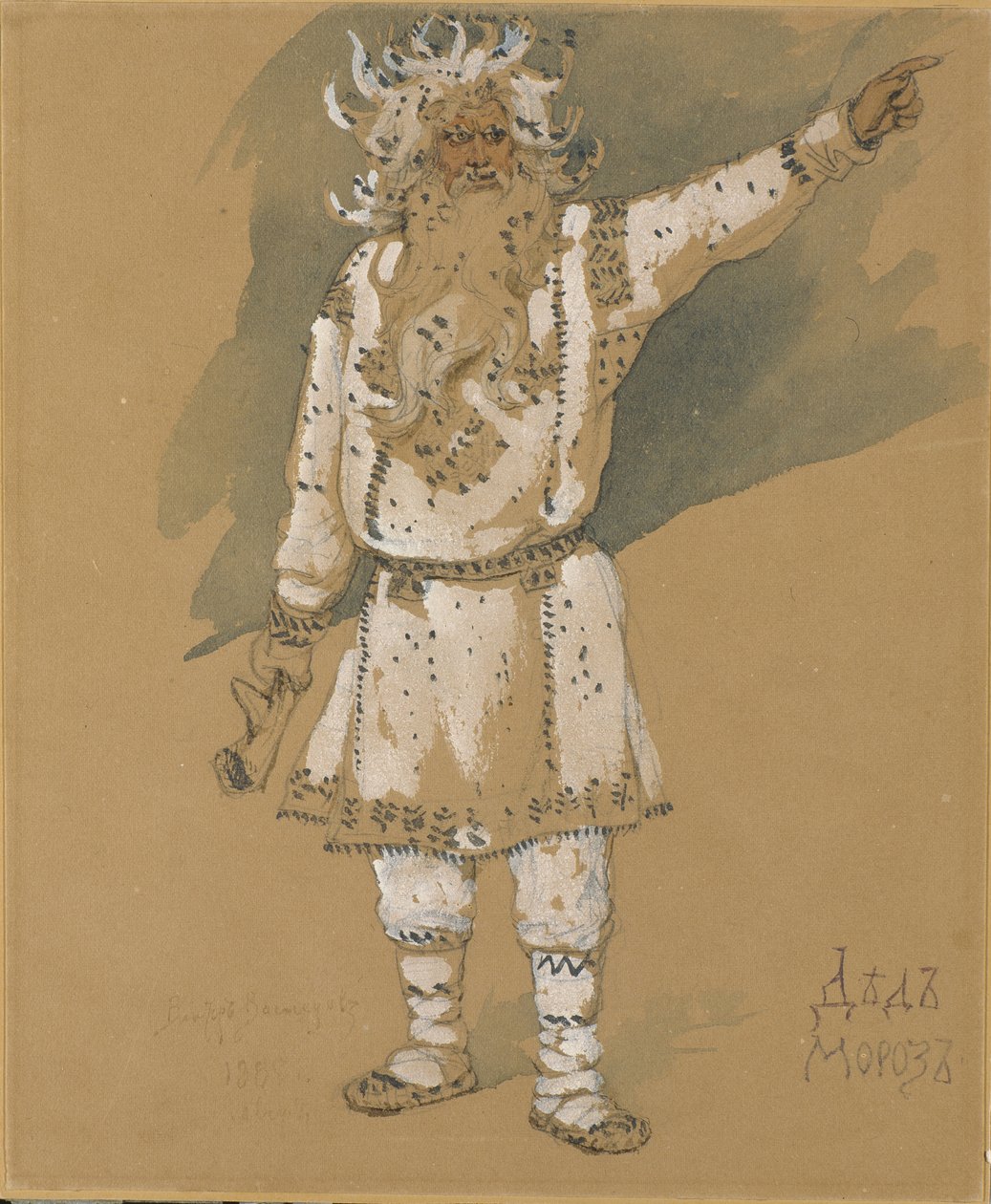 Grootvader Vorst. Kostuumontwerp voor de opera Sneeuwmeisje door N. Rimsky-Korsakov, 1885 door Viktor Mikhaylovich Vasnetsov