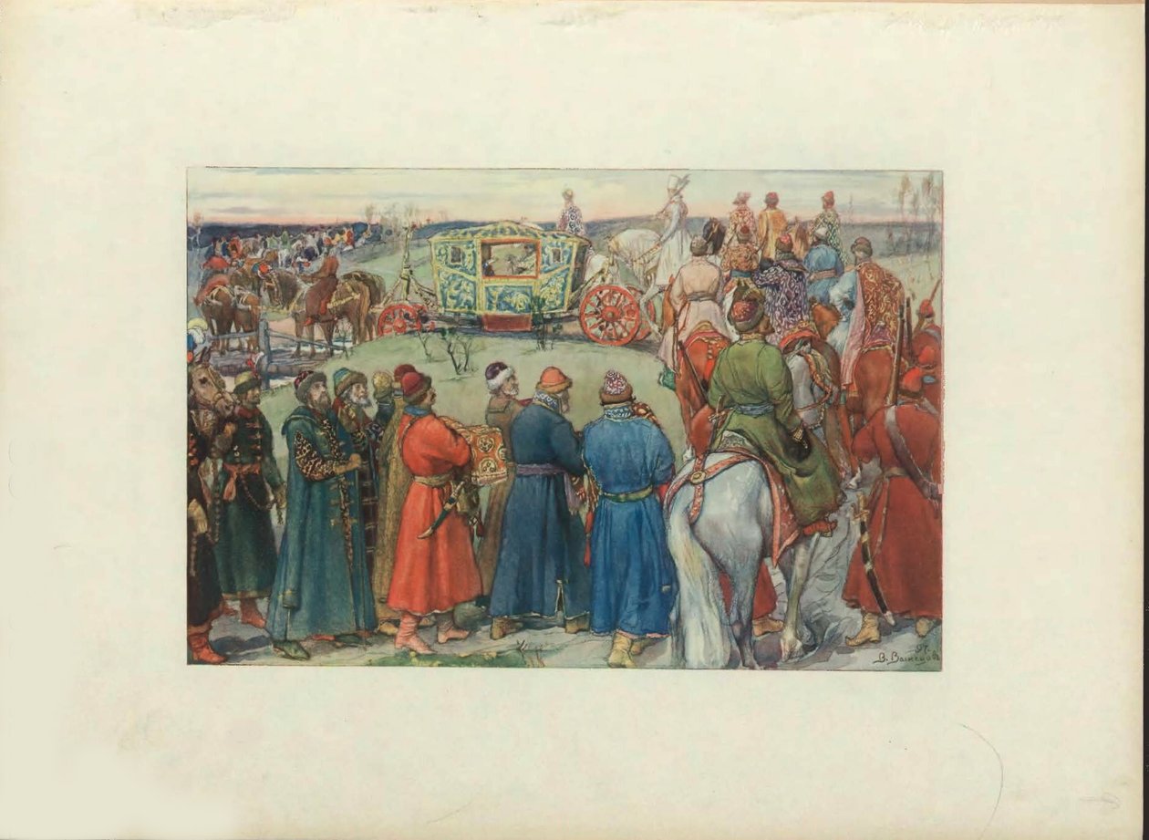 Tsaren Alexei Mikhailovich rijden naar de jacht, 1896 door Viktor Mikhaylovich Vasnetsov