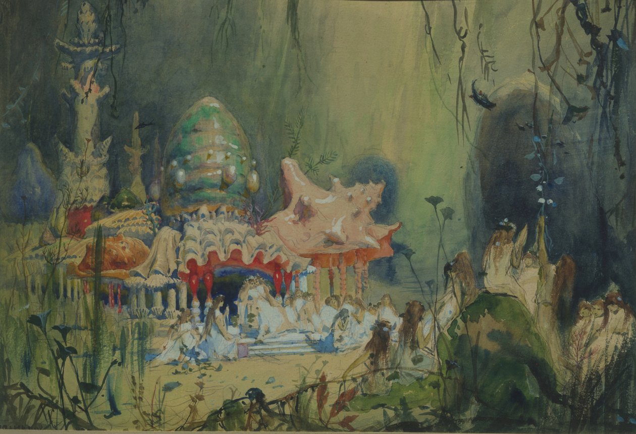 Onderwater koninkrijk. Decorontwerp voor de opera Rusalka door A. Dargomyzhsky, 1884 door Viktor Mikhaylovich Vasnetsov