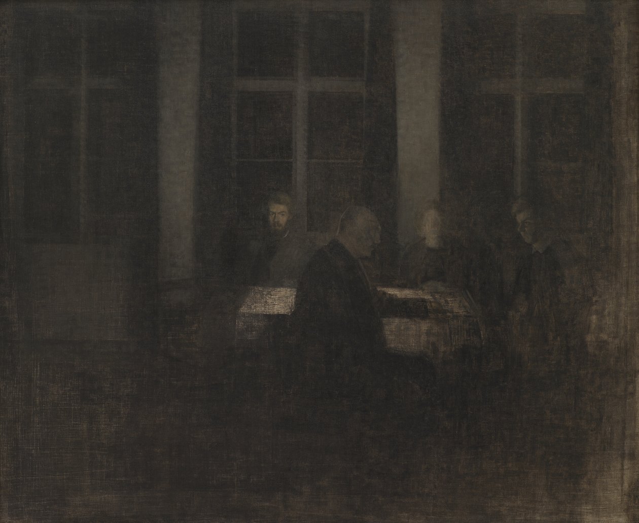 Avond in de Salon door Vilhelm Hammershøi
