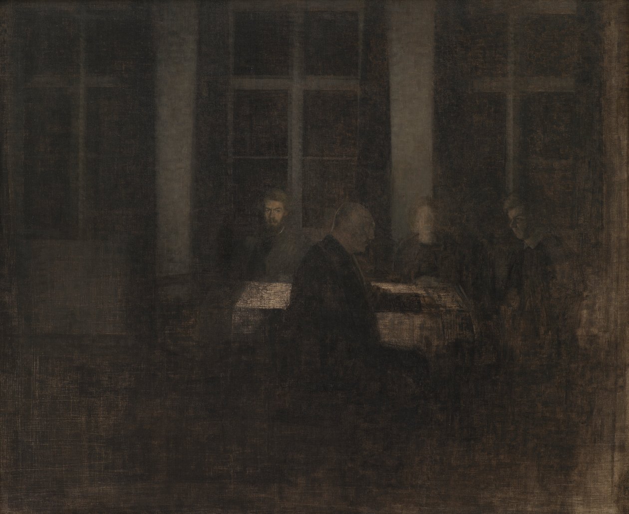Avond in de Salon door Vilhelm Hammershøi