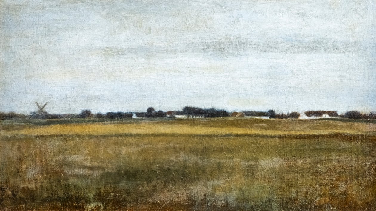 Landschap van Virum bij Frederiksdal, zomer door Vilhelm Hammershoi