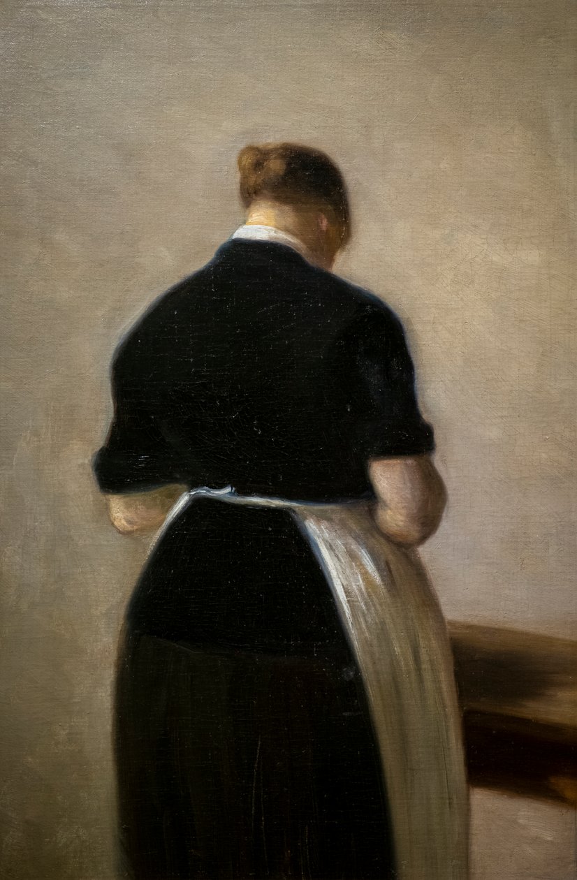 Studie van een staande vrouw, rugaanzicht door Vilhelm Hammershoi