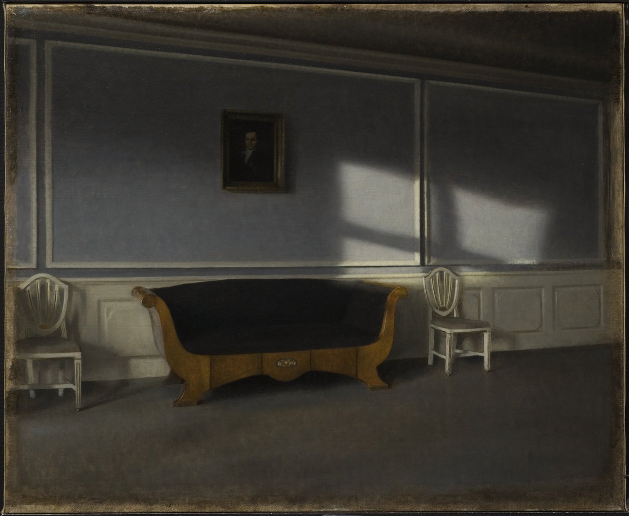 Zonneschijn in de salon III door Vilhelm Hammershøi