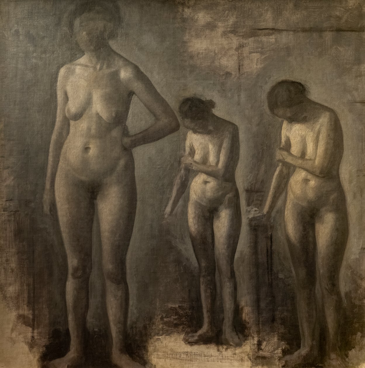 Drie studies van vrouwelijk naakt door Vilhelm Hammershoi