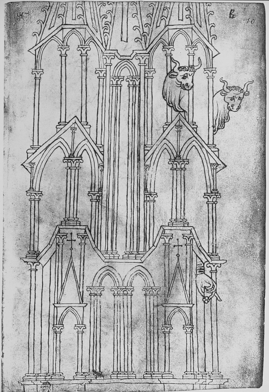 Verhoging van de toren van de kathedraal van Laon door Villard de Honnecourt