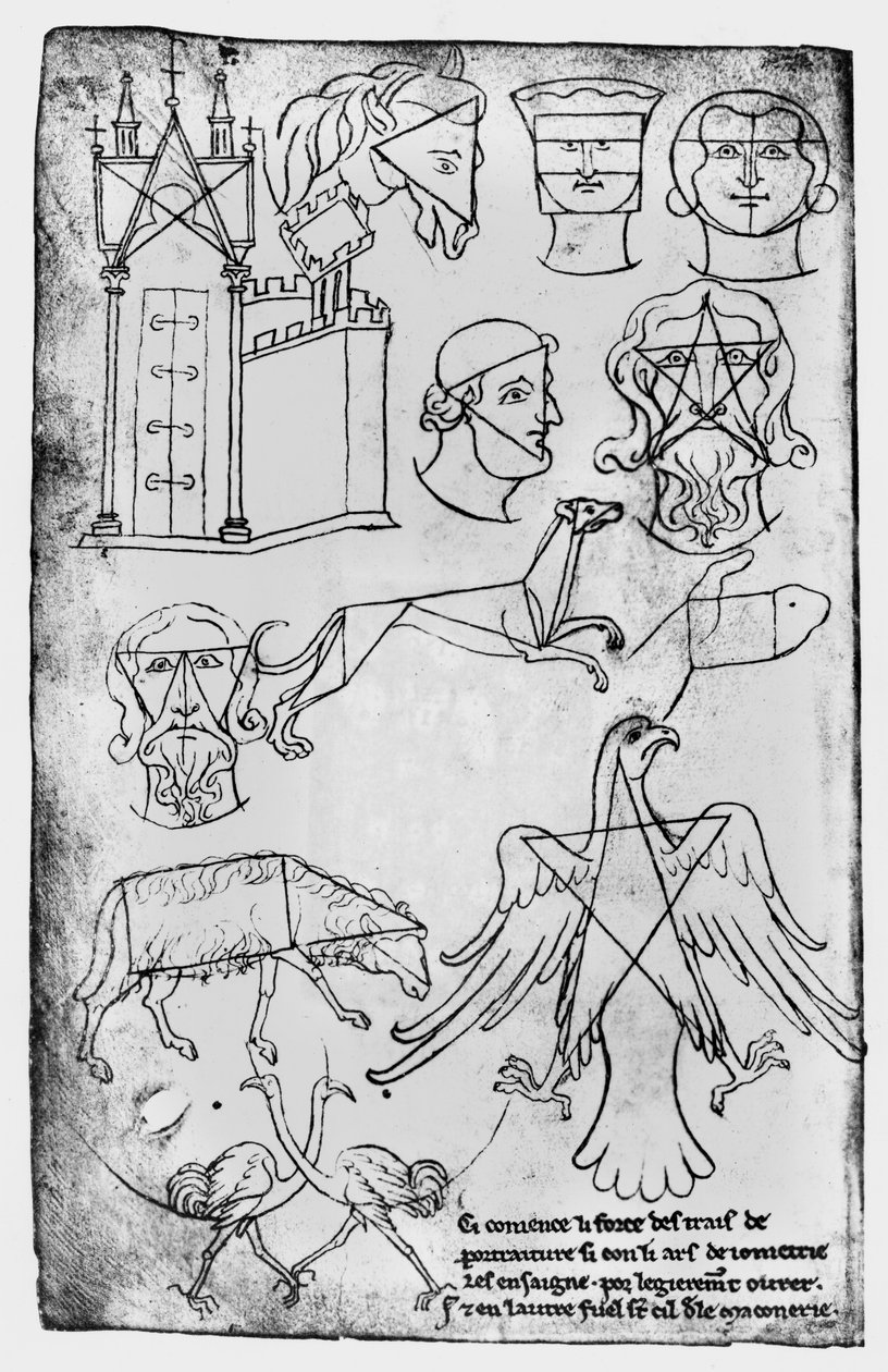 Ms Fr 19093 fol.18v Diverse tekeningen (facsimile kopie) door Villard de Honnecourt