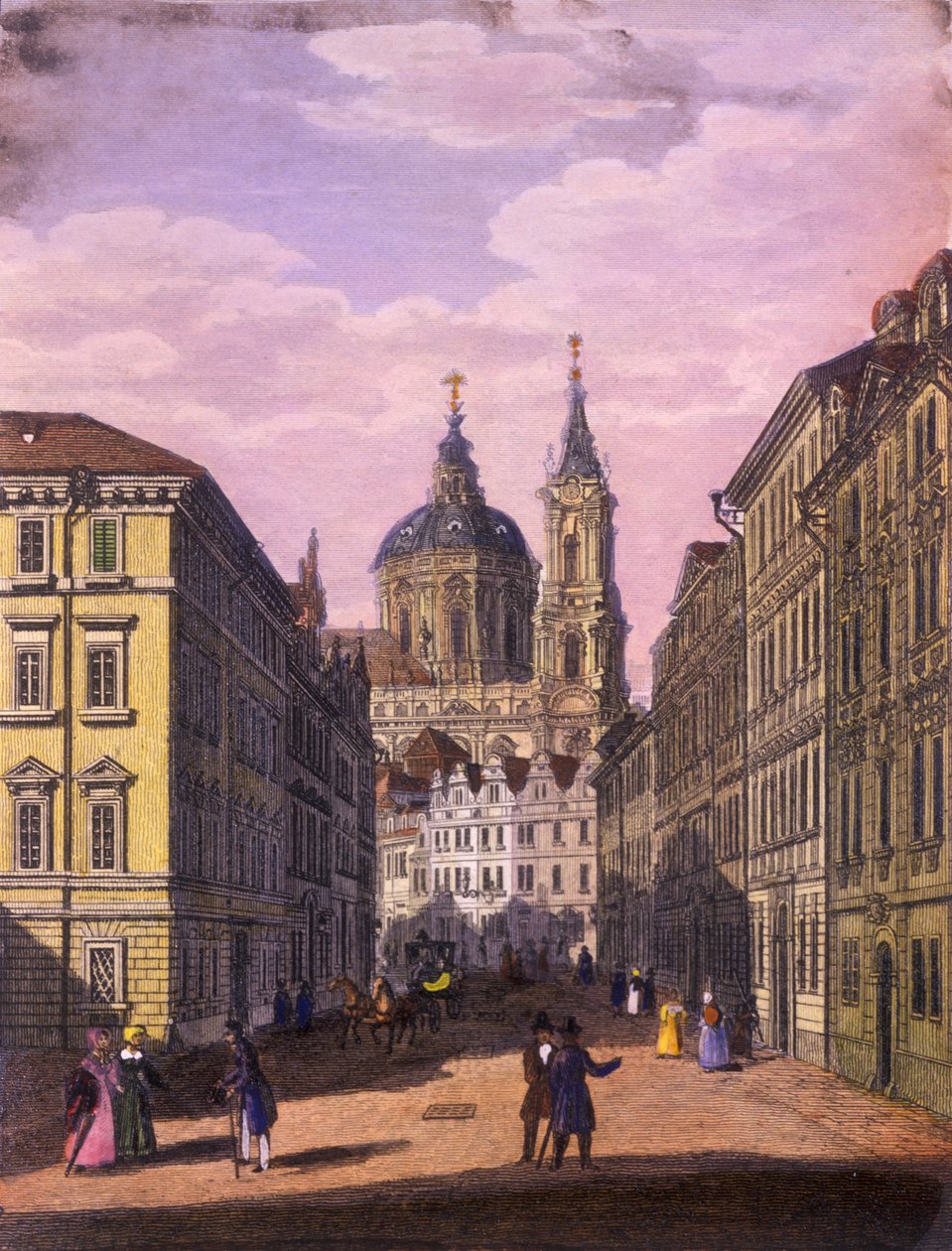 Kerk van Sint-Nicolaas in de Kleine Wijk, Praag, 1847 door Vincenc and Geissler, F. Morstadt
