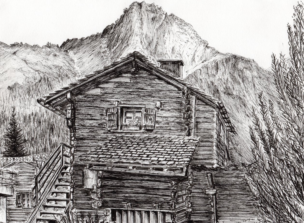 Uitzicht vanaf B&B Zinal Zwitserland, 2011 door Vincent Alexander Booth