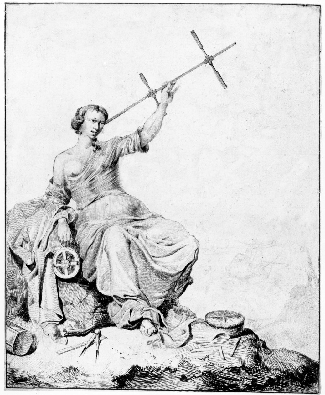 Navigatie, c.1670-90 door Vincent Laurensz van der Vinne