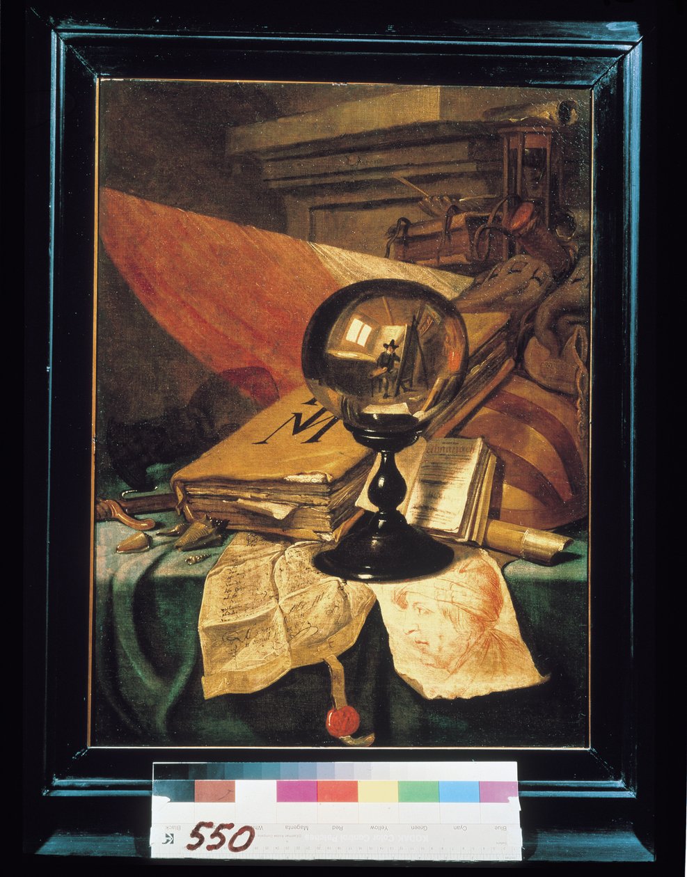 Vanitas met een Kristallen Bol door Vincent Laurensz van der Vinne