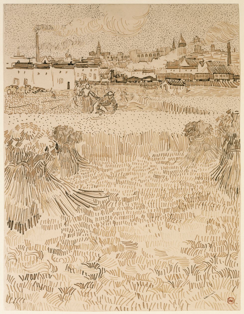 Arles. Uitzicht vanaf de korenvelden door Vincent van Gogh