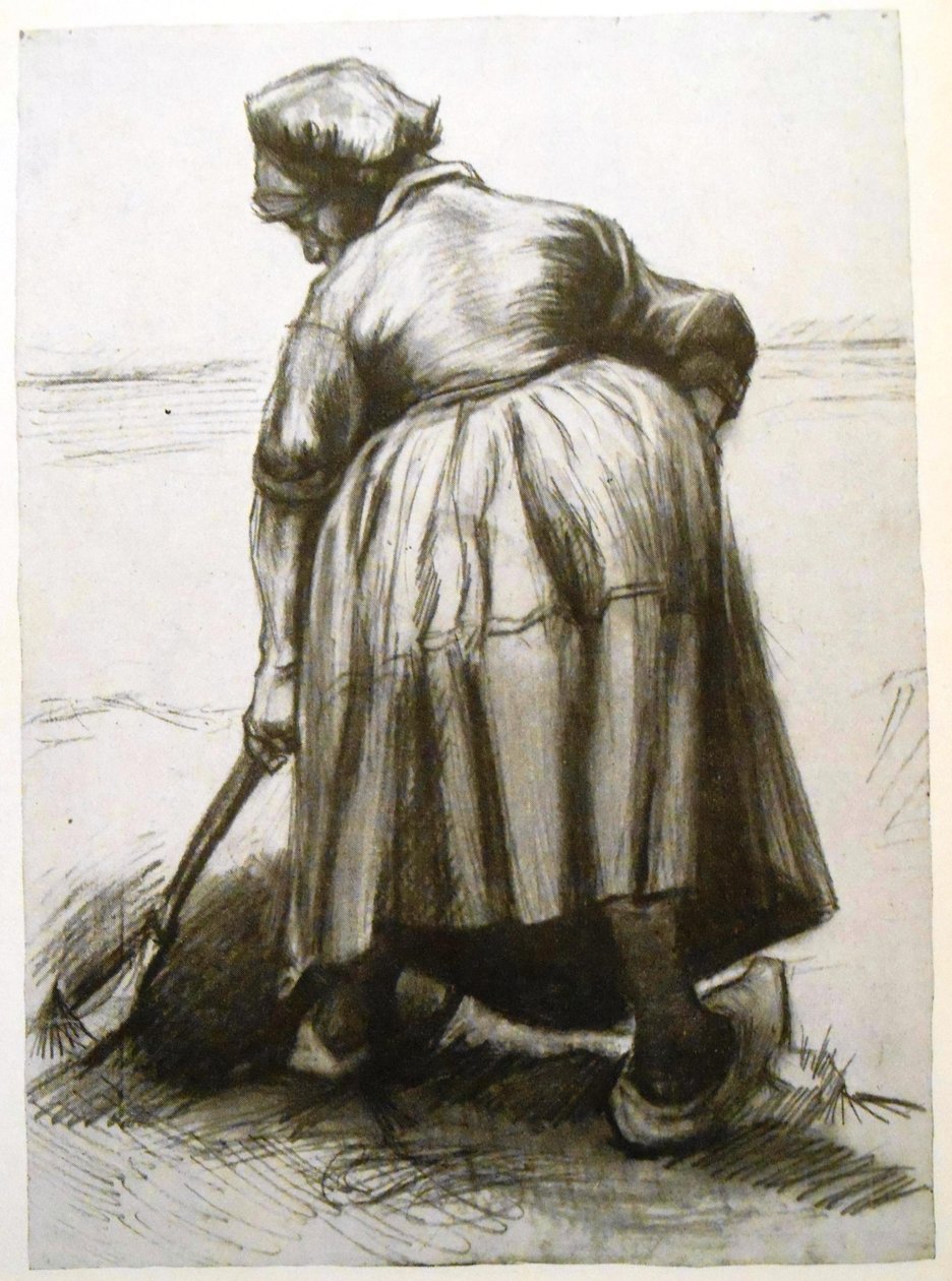 Gravende boer, gezien van achteren door Vincent van Gogh