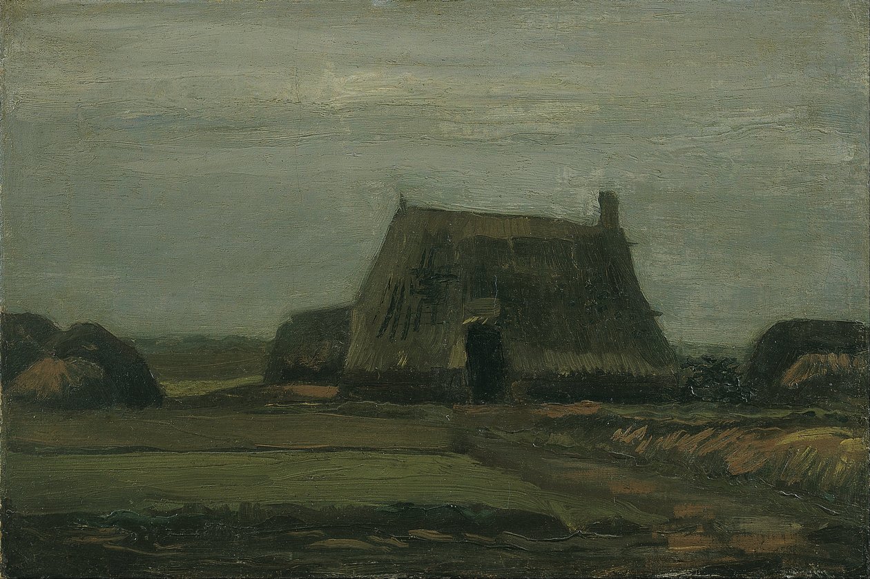 Boerderij met stapels turf door Vincent van Gogh