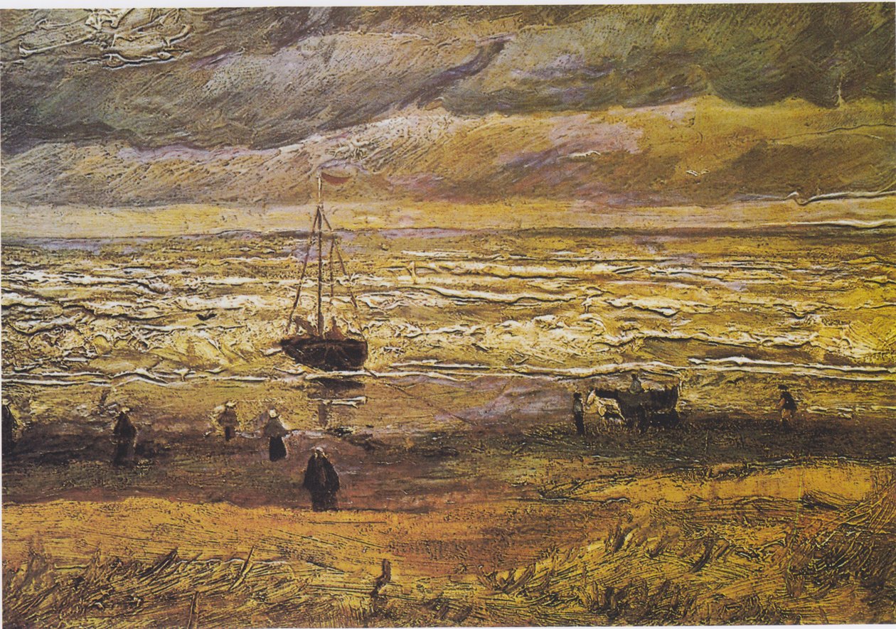 Strand van Scheveningen bij Stormachtig Weer door Vincent van Gogh