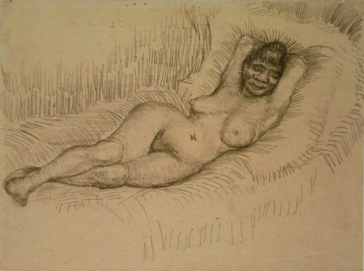 Studie voor liggende vrouwelijke naakt F 1404 JH 1213 door Vincent van Gogh