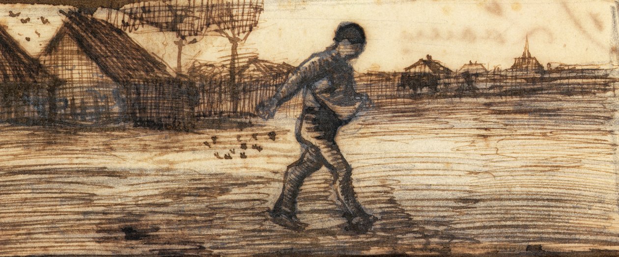 De Zaaier, uit een serie van vier tekeningen die de vier seizoenen voorstellen door Vincent van Gogh