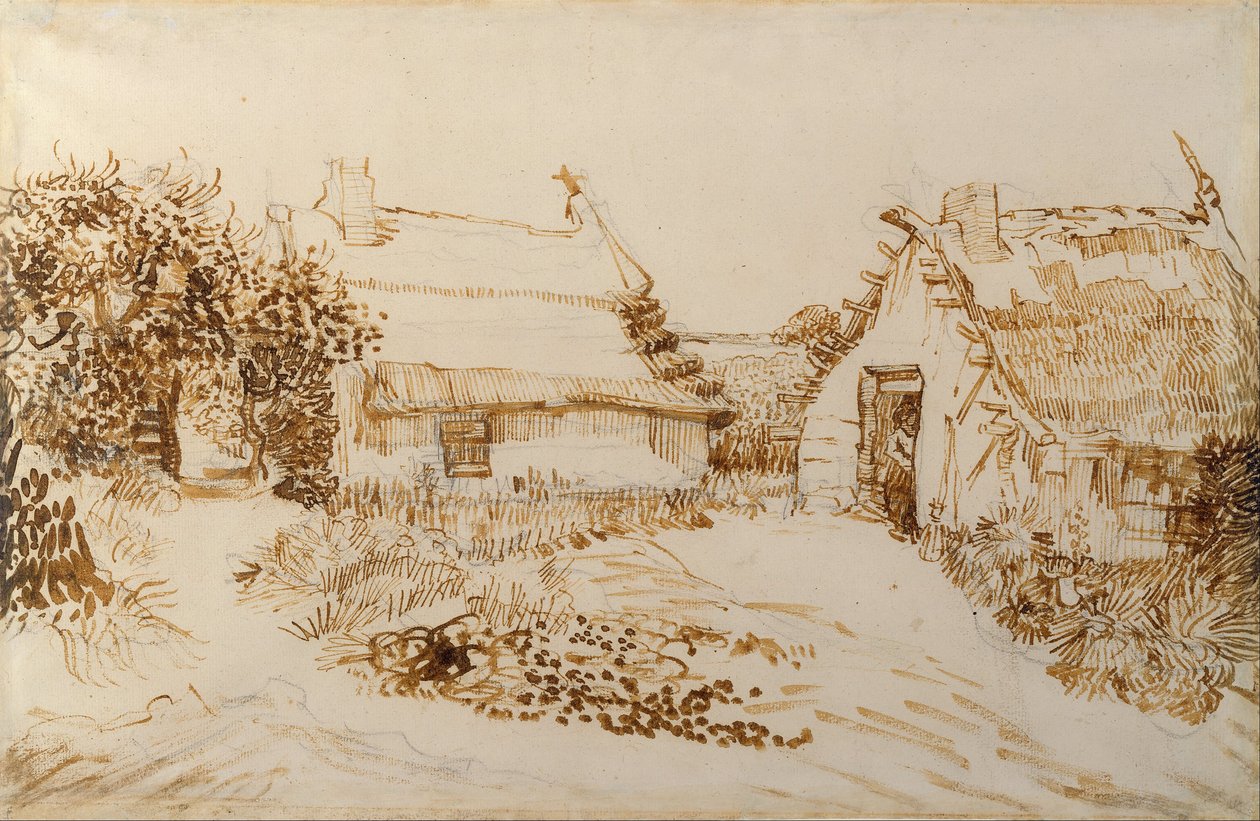 Twee huisjes in Saintes-Maries-de-la-Mer door Vincent van Gogh